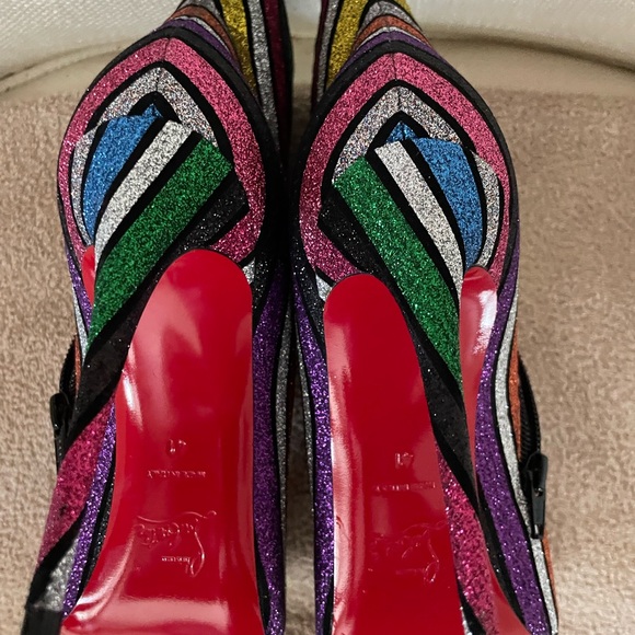 CHRISTIAN LOUBOUTIN SO KATE BOOTY 100 SUEDE STRIPY GLITTER - Picture 7 of 10